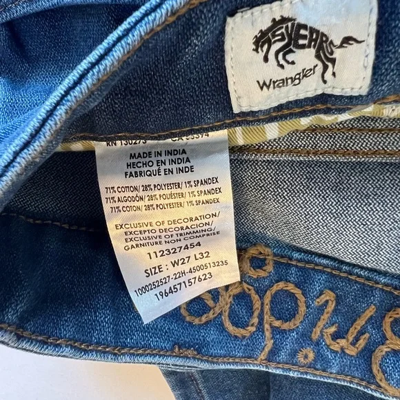 Leon Bridges Wrangler women’s Blue Jeans stretch westward high rise boot 27 x 32 - Picture 4 of 11